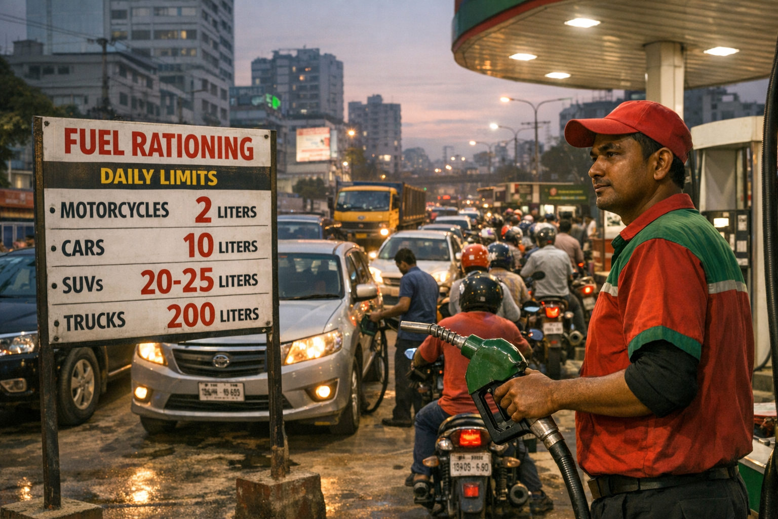 Motorcycles Limited to 2L, Cars 10L as Bangladesh Scrambles to Save Energy Supplies